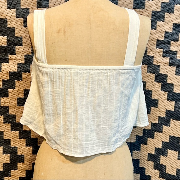 American Eagle embroidered lace ruffled crop tank top flirty boho prairie y2k - Picture 5 of 12
